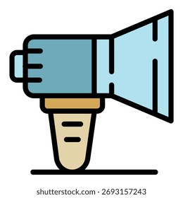 Megaphone icon. Outline megaphone vector icon color flat isolated