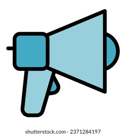 Megaphone icon outline vector. Security police. Officer traffic color flat