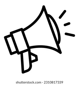 Vector de contorno de icono megáfono. Hablar retórica. Discurso oratorio