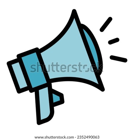 Megaphone icon outline vector. Speach rhetoric. Oratory speech color flat