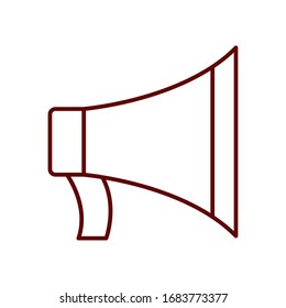 Megaphon-Symbol auf weißem Hintergrund, Linienstil, Vektorillustration
