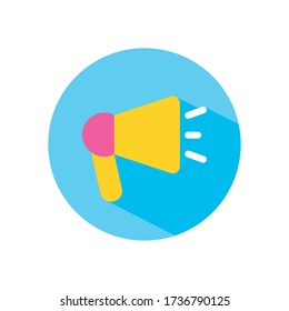 icono megáfono sobre fondo blanco, estilo plano de bloque, ilustración vectorial