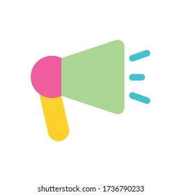 Megaphon-Symbol über weißem Hintergrund, flach, Vektorgrafik