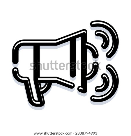 Megaphone icon projecting sound waves, symbolizing public address, urgent communication, spreading news, marketing, advertising, alert, or a loud call to action