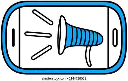 Megaphone icon. Promotion and advertising, digital marketing, announcement concept. Loudspeaker, device for amplifying sound. Object for loud sound reproduction isolated on white background
