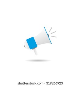 Megaphone icon with a realistic shadow white  background