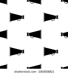 Megaphone Icon Seamless Pattern, Loud Hailer, Bullhorn, Portable Voice, Sound Amplifier Vector Art Illustration