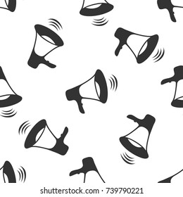 Megaphone icon seamless pattern on white background. Flat design. Vector Illustration