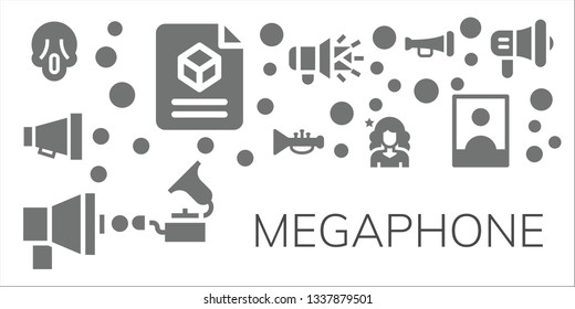 megaphone icon set. 11 filled megaphone icons.  Collection Of - Scream, 3d, Megaphone, Trumpet, Influencer, Gramophone