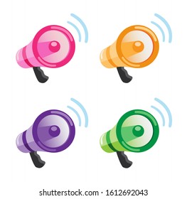 megaphone icon set, 4 variation in pastel color flat illustration editable vector eps 10