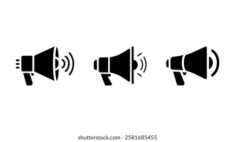 Megaphone Icon Set - Announcement, Speaker, Loudspeaker, Marketing, Communication, Promotion, Alert, Public Address Vector