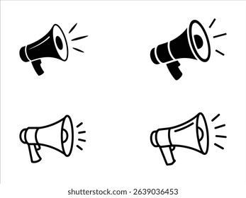 Megaphone Icon Set: Bold and Outline Styles for Announcements and Alerts