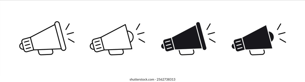 megaphone icon set. containing announcement, advertising, loudspeaker icon symbol sign. vector illustration