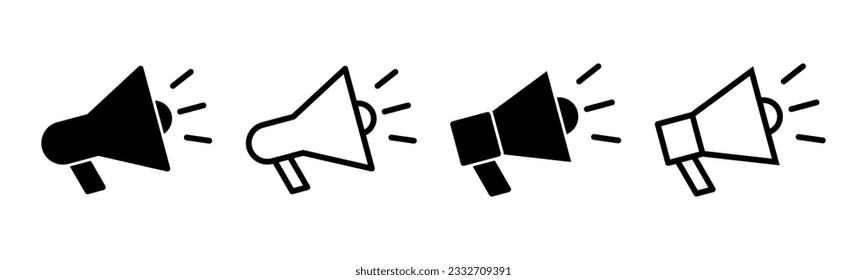 Megaphone icon set illustration. Loudspeaker sign and symbol