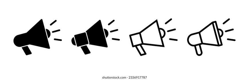 Megaphone icon set illustration. Loudspeaker sign and symbol