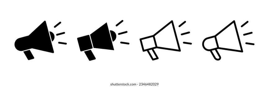 Megaphone icon set illustration. Loudspeaker sign and symbol