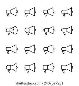 Megaphone icon set isolated on white