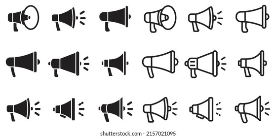 Icono Megaphone establecido en el estilo de línea. ilustración vectorial