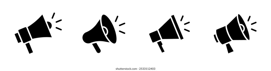 Megaphone icon set. Loudspeaker icon. Advertising and marketing icons. Vector illustration.