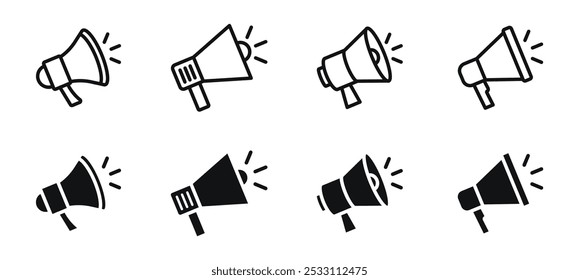 Megaphone icon set. Loudspeaker icon. Advertising and marketing icons. Vector illustration.