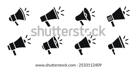 Megaphone icon set. Loudspeaker icon. Advertising and marketing icons. Vector illustration.