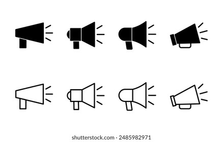 Conjunto de iconos de megáfono. Vector de iconos de altavoces.
