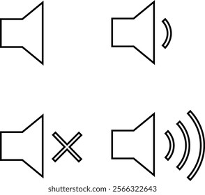 Megaphone icon set. Loudspeaker vector sign. Shout announce isolated on transparent background. Loud speaker public announcement vector collection representing sound, audio, and music.