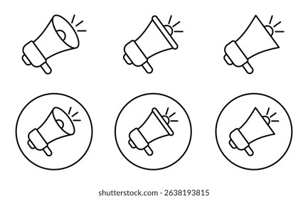 Megaphone icon set. loudspeaker vector symbol in line style. promotion icon vector symbol.