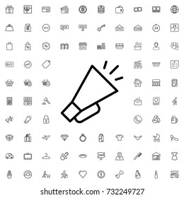 Megaphone icon. set of outline shopping icons.