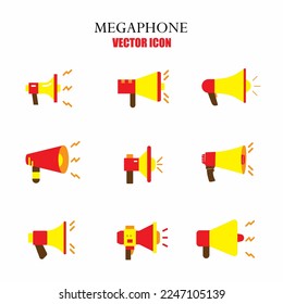 Conjunto de iconos de megáfono. Ilustración vectorial de material.