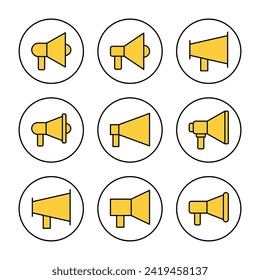 Vector de conjunto de iconos megáfonos. Signo y símbolo del altavoz