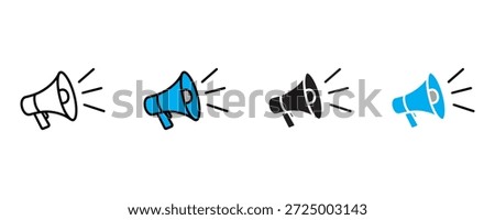 Megaphone icon set vector on white background. communication, marketing, announcement, promotion, advertising, loudspeaker, public speaking symbol. vector illustration.