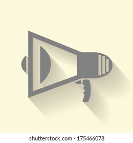 Megaphone icon with shadow effect. Isolated on stylish creamy background.