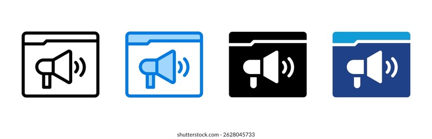 Megaphone icon sheet multiple style collection