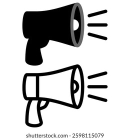 megaphone icon, simple flat style, logo template sign symbol illustration vector pictogram, for ui or ux isolated on white for mobile app, editable