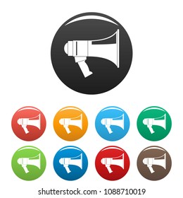 Megaphone icon. Simple illustration of megaphone vector icons set color isolated on white