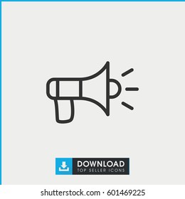 Megaphone Icon. Simple Outline Megaphone Vector Icon. On White Background.