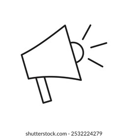 Icono de megáfono. icono de línea delgada simple.