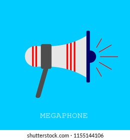 Megaphone icon. Single sign. Vector Graphic Design with blue background.