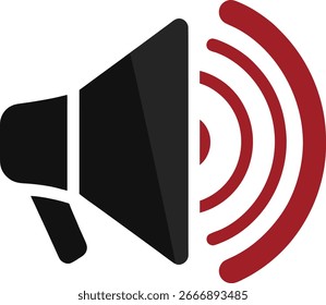 Ícone de megafone com ondas sonoras, isolado no fundo branco