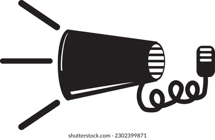 Megaphonsymbol. Lautsprecher mit Kabel-Mikrofon. Megaphone Einzelbild Grafisches Design. Lautsprecher signieren einen flachen Designstil. Werbebezogenes Symbol einzeln auf weißem Hintergrund - Vektorgrafik.