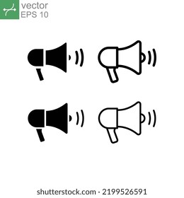 megaphone icon, speaker. Line and solid style. loudspeaker Audio speaker volume or music speaker Promotion symbol for web site Computer, mobile. vector illustration design on white background EPS 10