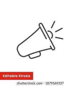 Megaphone Icon. Speaker, Simple Sign, Thin Line Web Symbol On White Background - Editable Stroke Vector Illustration Eps10