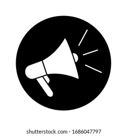 Icono Megáfono. ilustración vectorial de icono del altavoz, color blanco y negro