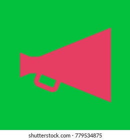 Megaphone icon. Speaking-trumpet. Mouthpiece. Vector. Paradise pink icon on dark pastel green background.