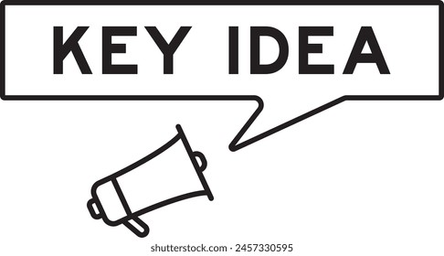 Megaphone icon with speech bubble banner in word key idea on white background