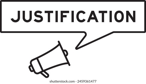 Icono del megáfono con el Anuncio de la burbuja del discurso en la justificación de la palabra sobre fondo blanco