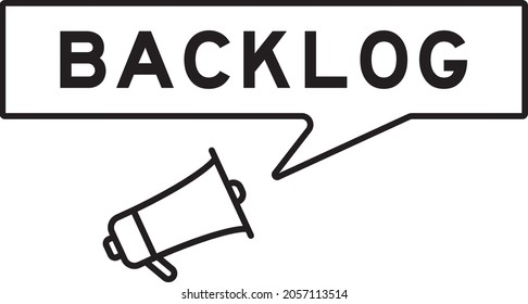 Megaphone icon with speech bubble in word backlog on white background