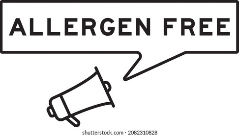 Megaphone icon with speech bubble in word allergen free on white background