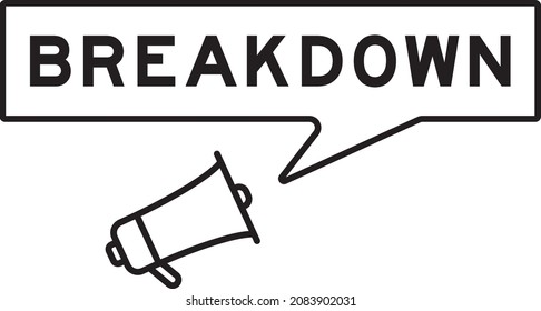 Megaphone icon with speech bubble in word breakdown on white background